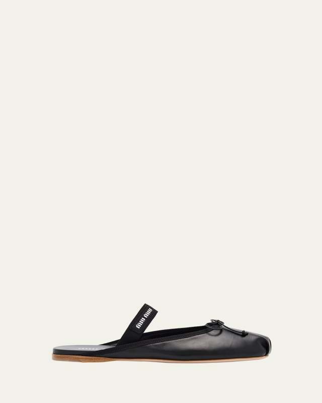 Leather Mary Jane Ballerina Mules